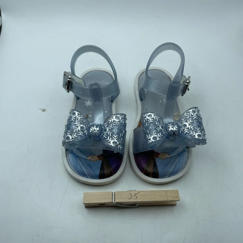 Mini Melissa X Disney Frozen girls Blue Sandals with Bow size 7C